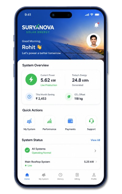Suryanova Solar Monitoring App